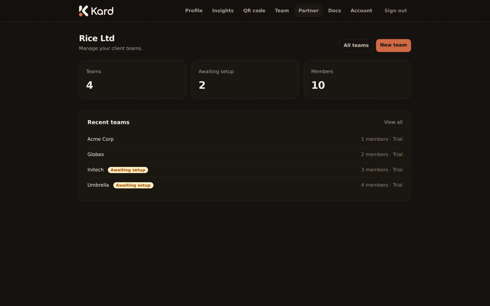 The partner dashboard